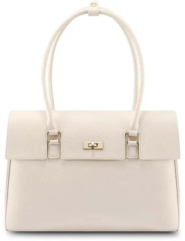 Main image of LOVEVOOK Laptop Bag for Women Work Tote 15.6 Inch Briefcase Messenger Bag Waterproof Business Office Professional Large Capacity Handbag Shoulder Bag,Beige