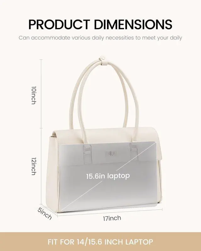 Alt view image 4 of 5 - LOVEVOOK Laptop Bag for Women Work Tote 15.6 Inch Briefcase Messenger Bag Waterproof Business Office Professional Large Capacity Handbag Shoulder Bag,Beige