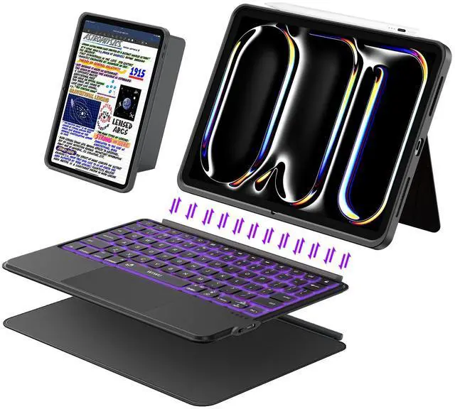 Main image of iPad Pro 13 inch Case with Keyboard (M5 2025, M4 2024), Flex Magnetic Detachable Backlit Keyboard Case, Larger Multi-Trackpad, Landscape/Portrait, 160° Adjustable Stand, Slim Protective Case (Black)