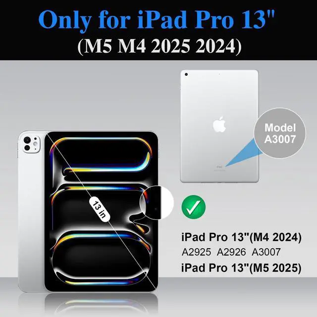 Alt view image 2 of 5 - iPad Pro 13 inch Case with Keyboard (M5 2025, M4 2024), Flex Magnetic Detachable Backlit Keyboard Case, Larger Multi-Trackpad, Landscape/Portrait, 160° Adjustable Stand, Slim Protective Case (Black)