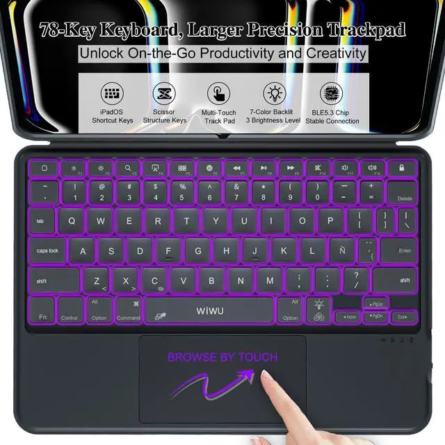 Alt view image 5 of 5 - iPad Pro 13 inch Case with Keyboard (M5 2025, M4 2024), Flex Magnetic Detachable Backlit Keyboard Case, Larger Multi-Trackpad, Landscape/Portrait, 160° Adjustable Stand, Slim Protective Case (Black)