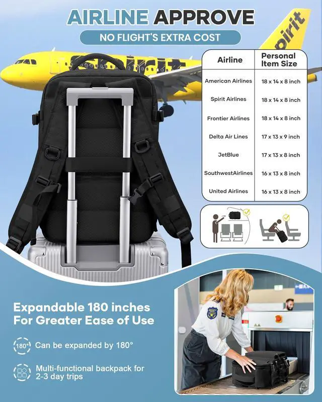 Alt view image 5 of 5 - Vacuum Travel Backpack with Pump for Women, Personal Item Carry on Backpacks Flight Approved 18x14x8 inches for Men,Laptop Waterproof Work Compression bags Casual Daypack Black.