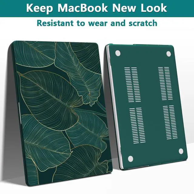 Alt view image 4 of 5 - Teryeefi Pattern Case for MacBook Pro 14 inch Case 2025-2021 M5 M4 M3 M2 M1 Pro/Max, Fit Model A3401 A3112 A2992 A2918 A2779 A2442 Protective Hard Shell +Keyboard Cover+Screen Protector - Green Leaf