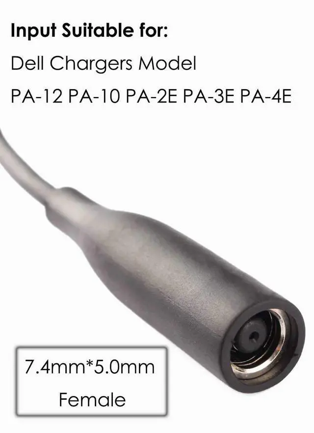 Alt view image 2 of 5 - Tip Adapter Converter Cable for Dell 45w 65w 90w, Dongle Tip Connector Charging Converter Adapter Cord Power Supply Cable for Dell Laptop for D5g6m M3800 XPS 12 13 Inspiron 11 13 14 15 17 - 15 Pack