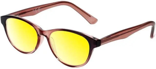 Main image of Medspex Corinne McCormack Polly Color Therapy Reading Glasses +3.25 Pink Black Fade/Gold Yellow Womens Fluorescent Light Sensitivity Chromotherapy Chakra Healing