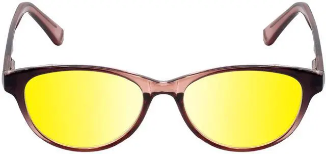 Alt view image 5 of 5 - Medspex Corinne McCormack Polly Color Therapy Reading Glasses +3.25 Pink Black Fade/Gold Yellow Womens Fluorescent Light Sensitivity Chromotherapy Chakra Healing