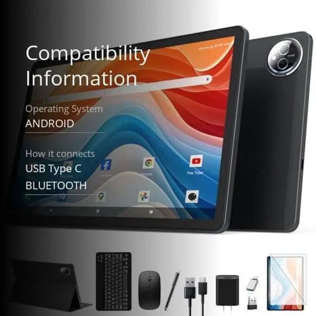 Alt view image 3 of 5 - Android 14 Tablet 2025 Latest 11 Inch Tablets, 128GB+16(8+8 Expand)GB/512GB Expandable, Dual 4G Cellular with Octa-Core Processor, 2 in 1 Tablet with Keyboard, 21MP Camera/8000mAh Battery/GPS/5G WiFi