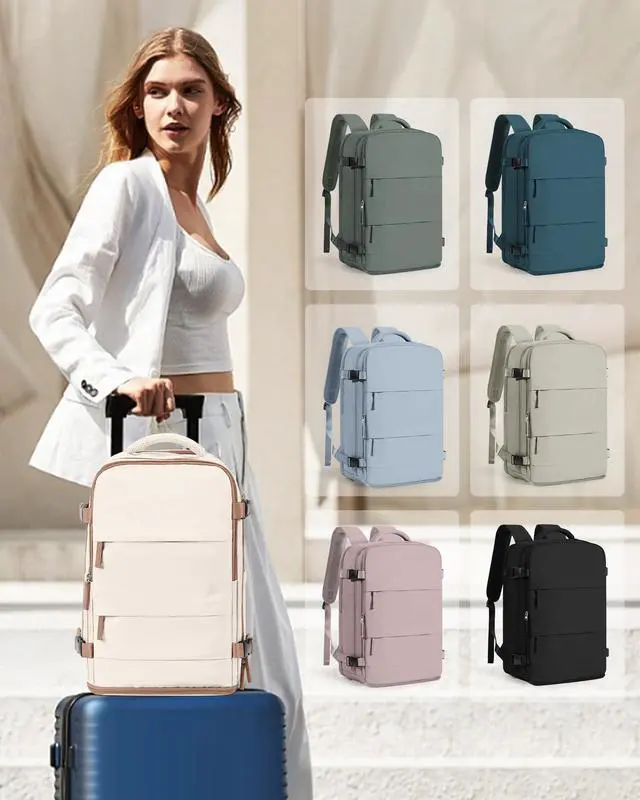 Alt view image 2 of 5 - coowoz Travel Backpack Carry On for Women Man Gym Backpacks with Laptop Compartment Mochila de Viaje Teacher Personal Item Backpack Airplane Accessories Must Haves Beige Brown Small