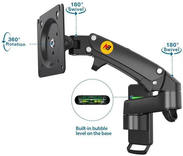 Alt view image 3 of 5 - NB North Bayou TV Monitor Wall Mount Bracket Full Motion Articulating Swivel for 17-35" Monitors (Load Capacity from 6.6 to 26.4lbs) Double Extension F150