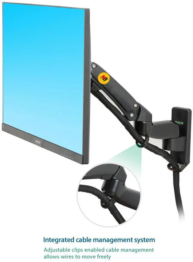 Alt view image 5 of 5 - NB North Bayou TV Monitor Wall Mount Bracket Full Motion Articulating Swivel for 17-35" Monitors (Load Capacity from 6.6 to 26.4lbs) Double Extension F150