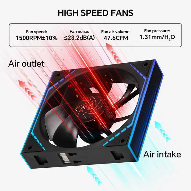 Alt view image 3 of 5 - TL-M12QR X3 120mm ARGB PC Fans  Reverse Blade Design, 1500RPM, Silent Operation, Daisy-Chain Connection, with Infinite Mirror Effect (Black-3Pack)