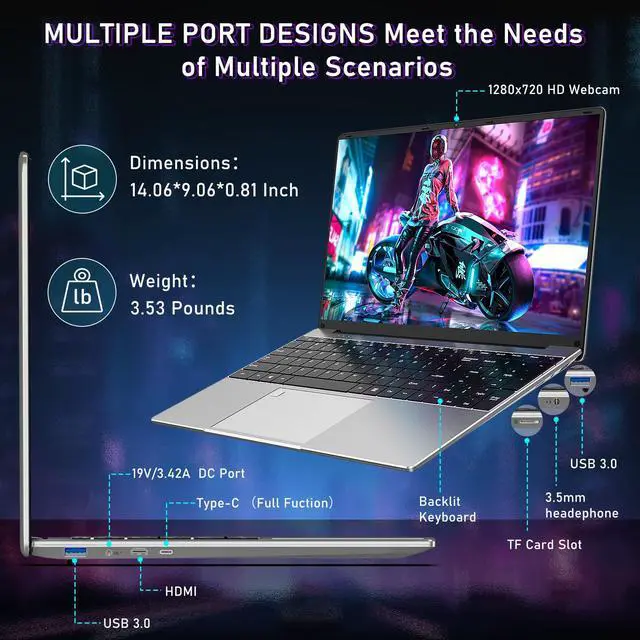 Alt view image 5 of 5 - NIAKUN Gaming Laptop,15.6 Inch Laptop Computer,AMD Ryzen 7 5700U 8C/16T Processor (up to 4.3Ghz),16GB RAM 1TB SSD,AMD Radeon Graphics,15.6 FHD 1920 * 1080 Display,WiFi 5,BT5.0,Backlit Keyboard