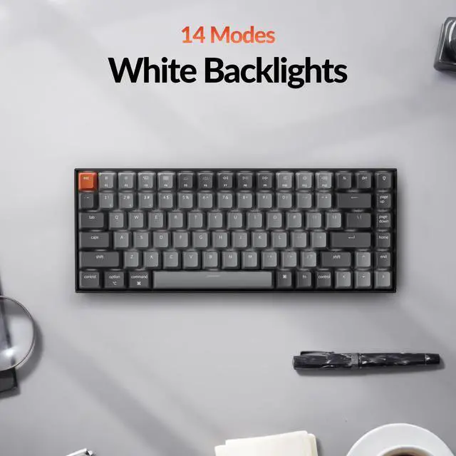 Alt view image 4 of 5 - Keychron K2 75% Layout Bluetooth Wireless Mechanical Gaming Keyboard Silent K Pro Red Switch/White LED Backlit/USB C/Anti Ghosting/N-Key Rollover, 84 Keys, for Mac Windows