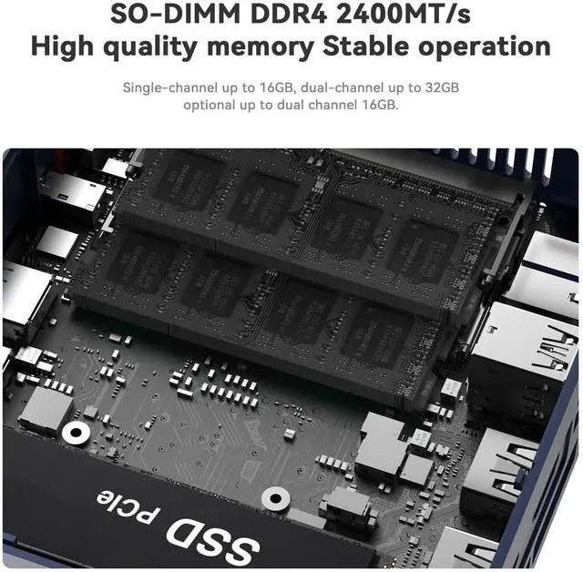 Alt view image 5 of 5 - Beelink SER3 Mini PC, AMD Ryzen 3 3200U(2C/4T, up to 3.5GHz), 16G DDR4 RAM 500G M.2 NVMe SSD, Mini Computer Support 4K Dual Screen Display/WiFi5/BT5.0/1000M LAN/USB3.2/Win11 Pro