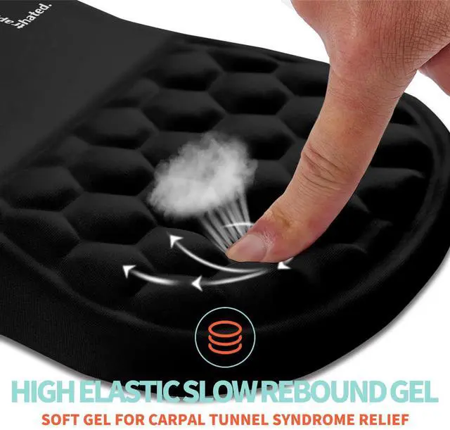 Alt view image 2 of 5 - Kuosgm Ergonomic Mouse Pad Wrist Support with Memory Foam Massage Bulge, Carpal Tunnel Pain Relief Mousepad Wrist Rest for Mouse(12x8 inch, I Am Fine)