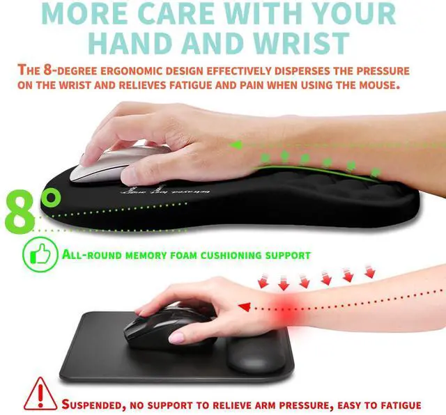 Alt view image 4 of 5 - Kuosgm Ergonomic Mouse Pad Wrist Support with Memory Foam Massage Bulge, Carpal Tunnel Pain Relief Mousepad Wrist Rest for Mouse(12x8 inch, I Am Fine)