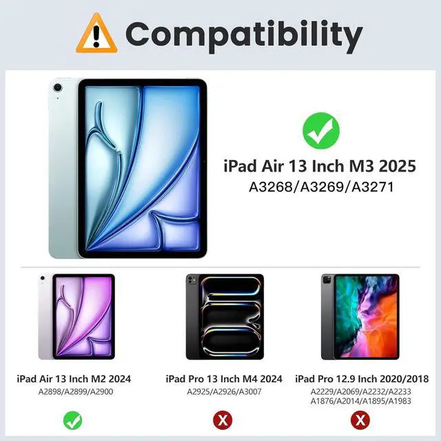 Alt view image 2 of 5 - MoKo for iPad Air 13 Inch Case M3 2025 & M2 2024 with Pencil Holder, iPad Air 13 Case [Built-in Screen Protector] with Clear Back & Magnetic Multi Angle Stand Cover, Sunny Blue