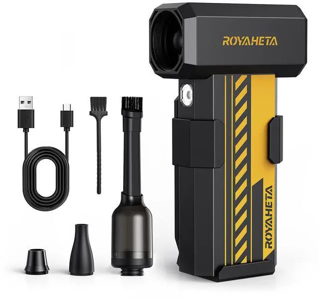 Main image of Electric Compressed Air Duster Cordless: 130000RPM Air Blower with LED, 4-Gear Adjustable Mini Blower, Aluminum Alloy Body with 1/4 Nut, Electric Duster for Keyboard Car, Ideal for Home Office Gamers