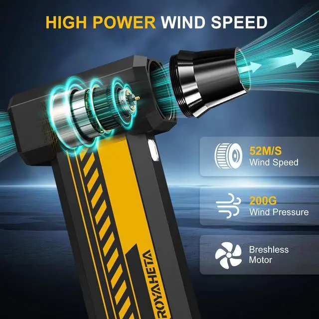 Alt view image 3 of 5 - Electric Compressed Air Duster Cordless: 130000RPM Air Blower with LED, 4-Gear Adjustable Mini Blower, Aluminum Alloy Body with 1/4 Nut, Electric Duster for Keyboard Car, Ideal for Home Office Gamers