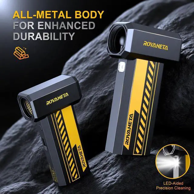 Alt view image 4 of 5 - Electric Compressed Air Duster Cordless: 130000RPM Air Blower with LED, 4-Gear Adjustable Mini Blower, Aluminum Alloy Body with 1/4 Nut, Electric Duster for Keyboard Car, Ideal for Home Office Gamers