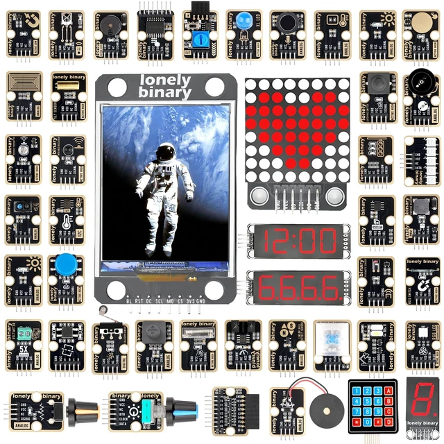 Main image of Lonely Binary TinkerBlock 46-in-1 Sensor Kit STEM for C++ ESP32 Pico