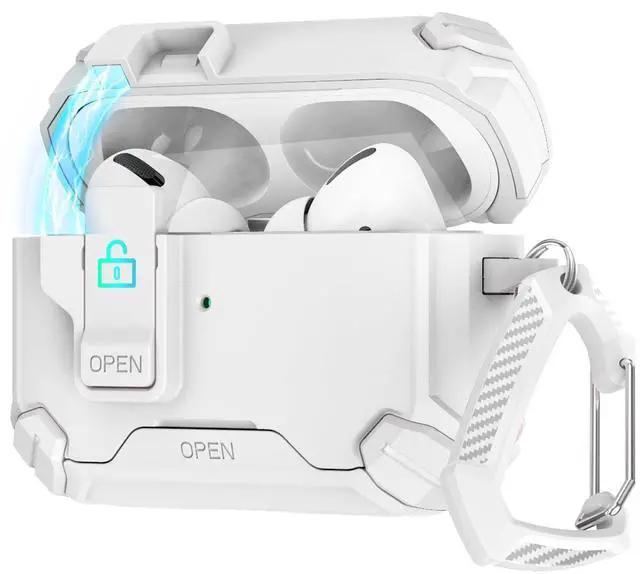Main image of SaharaCase - AirPods Pro 3 Case - MagSafe, Heavy-Duty, Secure Lock ^^ Raider Series - White