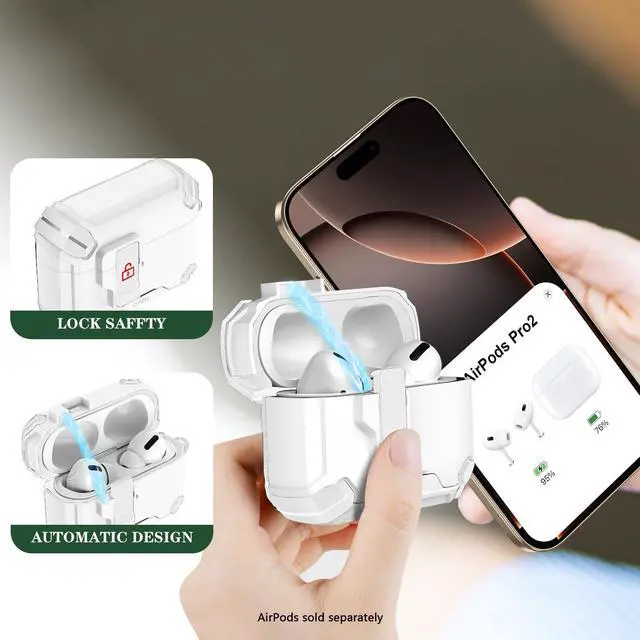 Alt view image 4 of 5 - SaharaCase - AirPods Pro 3 Case - MagSafe, Heavy-Duty, Secure Lock ^^ Raider Series - White