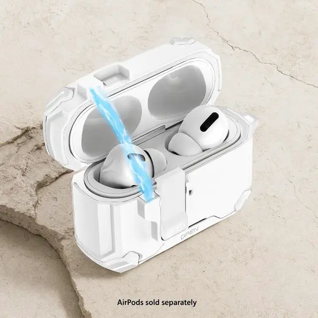 Alt view image 5 of 5 - SaharaCase - AirPods Pro 3 Case - MagSafe, Heavy-Duty, Secure Lock ^^ Raider Series - White
