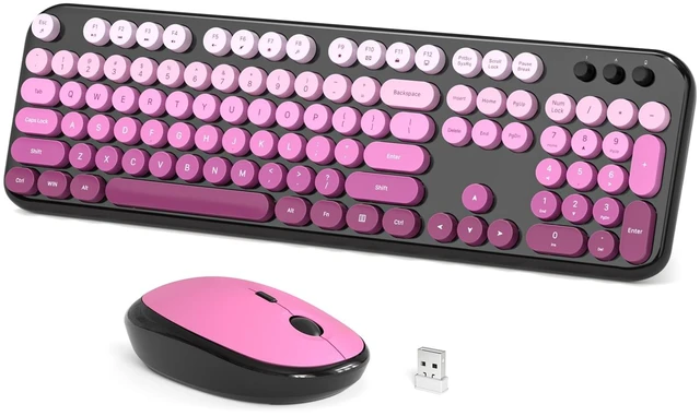 Main image of Dilter Wireless Keyboard and Mouse Combo, 104 Keys Full Size Typewriter Keyboards, 2.4G USB Plug and Play for Windows 7 8 10 11, PC, Laptop, Desktop, Black & Pink