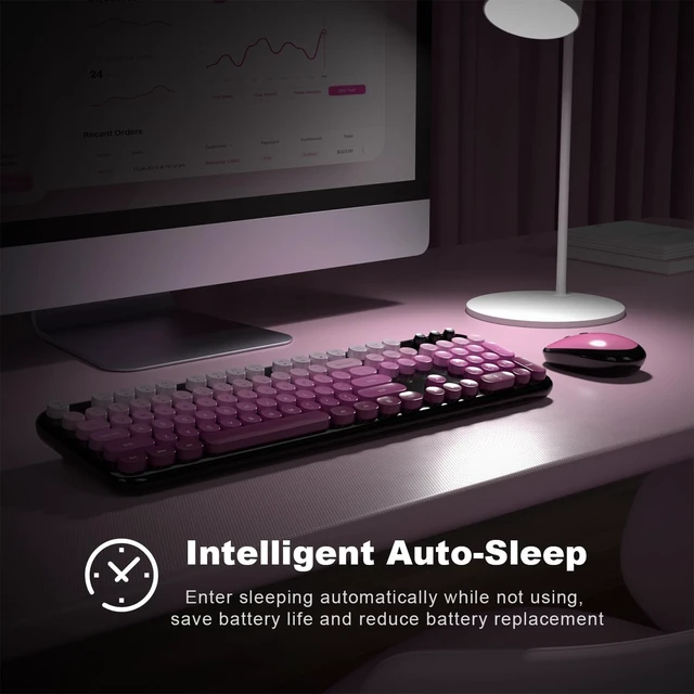 Alt view image 5 of 5 - Dilter Wireless Keyboard and Mouse Combo, 104 Keys Full Size Typewriter Keyboards, 2.4G USB Plug and Play for Windows 7 8 10 11, PC, Laptop, Desktop, Black & Pink