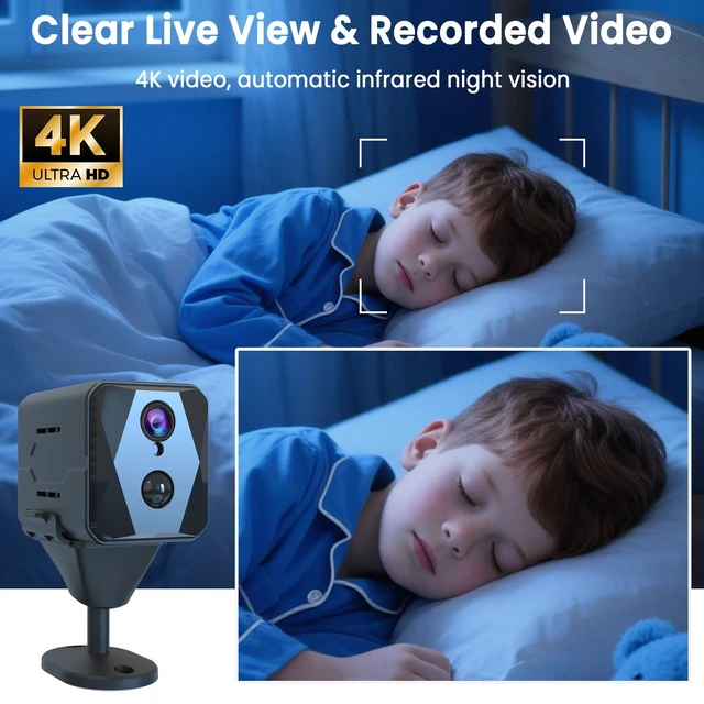 Alt view image 5 of 5 - vebiliki Spy Camera, 4K Hidden Camera, Mini Camera, Real-Time Recording, AI Motion Detection, Support Cloud & TF Storage, Auto Night Vision, WiFi Cameras for Home Security, 2.4G WiFi Only