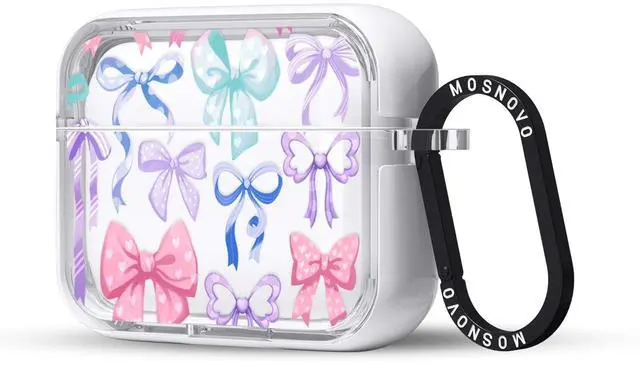 Main image of MOSNOVO Case for Airpods Pro & Airpods Pro 2, Protective Clear Case with Shockproof Dual Layer Hard Luxe Metal Ring Designed for Airpods Pro 2 Generation - Bows