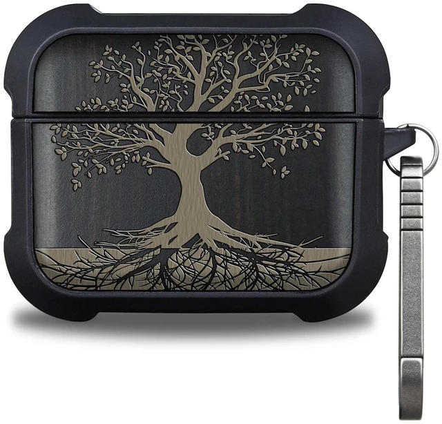Main image of Balck Solid Wood for AirPods Pro 2 Case (2nd/1st Gen) Rooted Tree