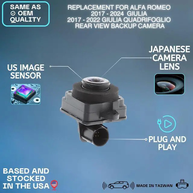 Alt view image 2 of 5 - Backup Camera Replaces for 2017-2024 Alfa Romeo Giulia ^^ 2017-2022 Giulia Quadrifoglio OE Part # 68505325AA 00505383650 68300393AA 00505620950
