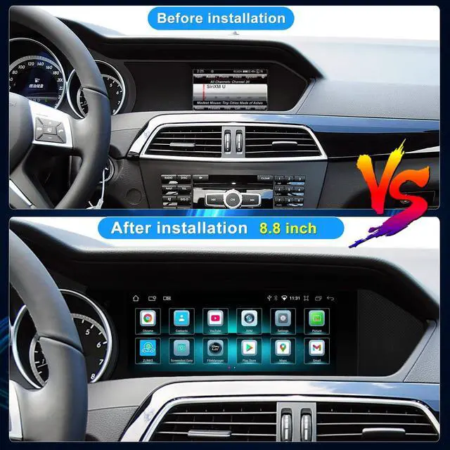 Alt view image 2 of 5 - 8.8 Inch Carplay Screen for Benz C Class W204 S204 2011-2015 Year with NTG 4.5, Car Touchscreen Wireless CarPlay Android Auto Car Stereo Multimedia Radio Receiver