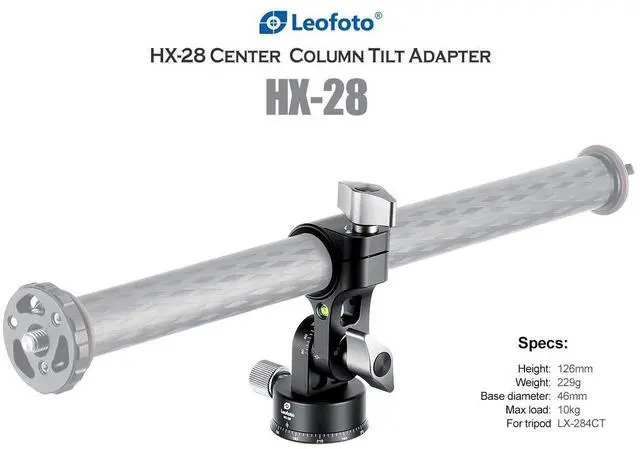 Alt view image 3 of 5 - Leofoto HX-28 Tilt Adapter/Convertor with Panning Base for 28mm Tripod Center Column