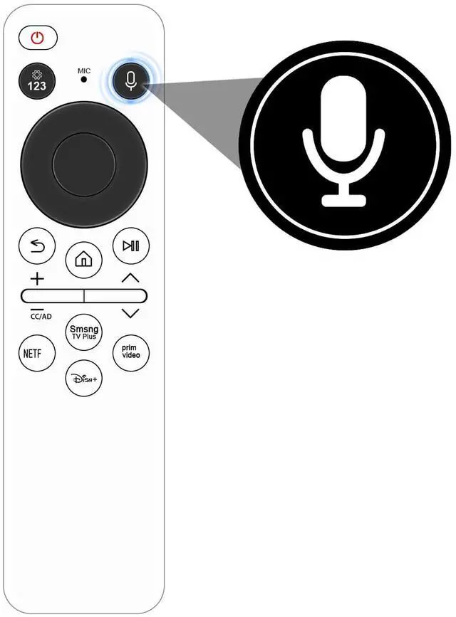 Alt view image 2 of 5 - Voice Replacement Remote Work for Samsung Smart TV QN65LS03DDFXZA QN65LS03DAFXZA LS32DM703UNXZA QN85LS03DDFXZA LS27CM701UNXZA QN55LS03DDFXZA QN85LS03DAFXZA QN50LS03DDFXZA LS32DM801UNXZA LS43DM70
