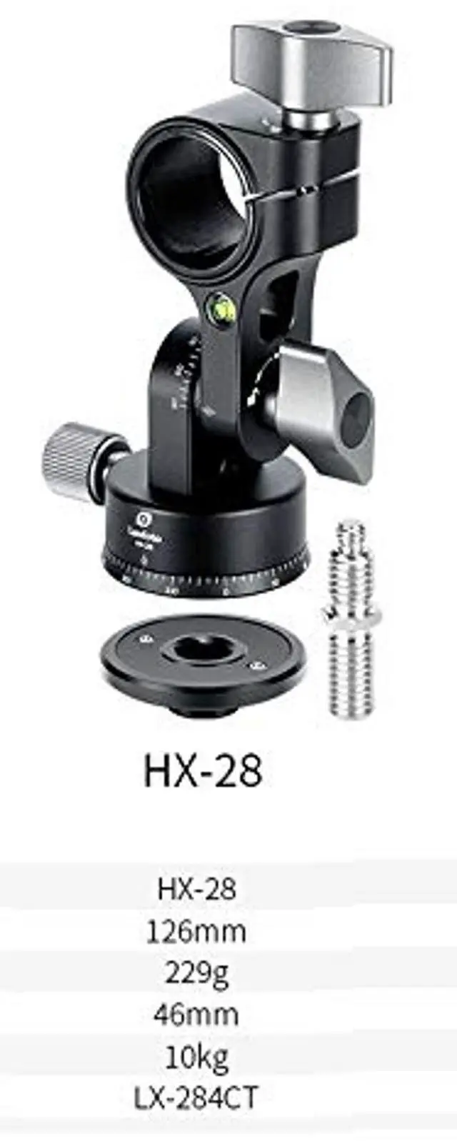 Alt view image 2 of 5 - Leofoto HX-28 Tilt Adapter/Convertor with Panning Base for 28mm Tripod Center Column