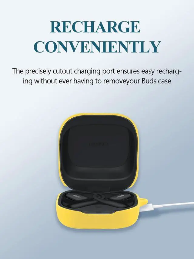 Alt view image 3 of 5 - Case for SHOKZ OpenFit 2 Open-Ear Headphones, Soft Silicone Protective Portable Scratch Shock Resistant Shell with Cleaner Kit & Carabiner & Lanyard,Yellow