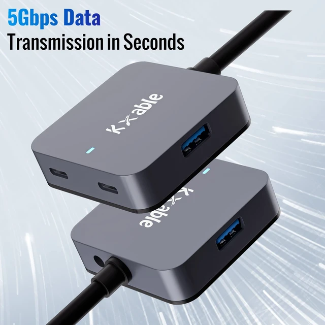 Alt view image 3 of 5 - Upgrade USB Extension Cable 25FT with 4-Port (2 A + 2 C), Long USB 3.0 Type-A Extender Cord, Y Splitter Hub, Type-A Male to A-Female + C-Female Extender Cord