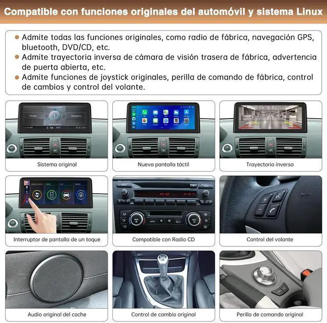 Alt view image 5 of 5 - Wireless Android Auto Carplay Screen for BMW 1 Series E81 E82 E87 E88 2004-2008 with CCC System Support Mirrorlink Bluetooth Siri 10.25 Inch Car Screen Radio
