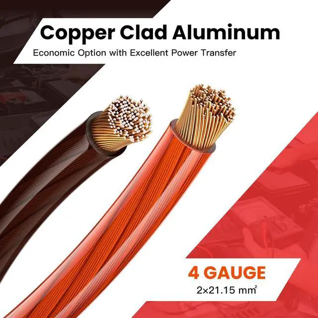 Alt view image 4 of 5 - CMRVBNQ 4 Gauge Battery Cable CCA Wire Kit, 15ft Each Red Black with Terminals Heat Shrink Tubes Low Voltage Primary Automotive Power Ground Cable for Car Audio Amp Subwoofer RV Wiring