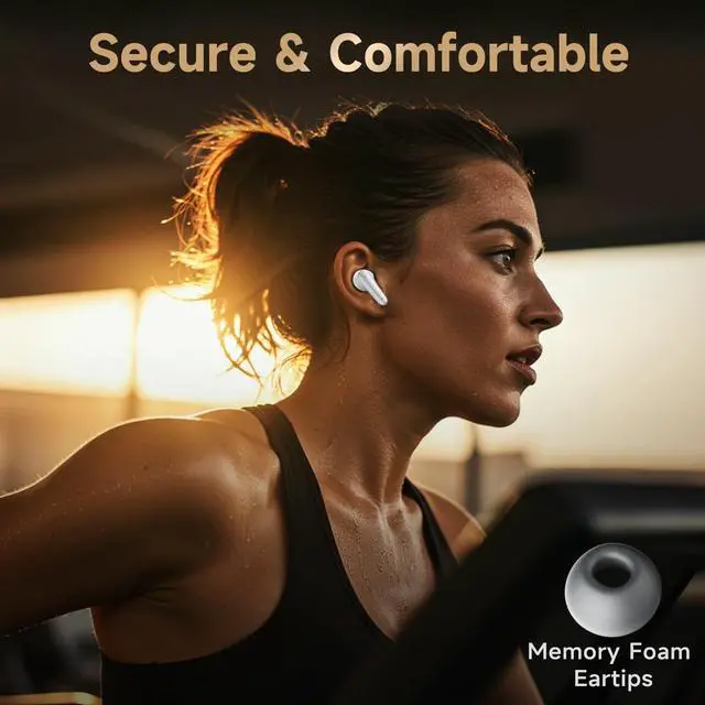 Alt view image 5 of 5 - App1e AIRP0Ds Pro Alternative Wireless Ear Buds, Studio-Quality, Deep Bass, Enhanced Audio Clarity, Bluetooth 5.4 Earbuds, ENC Noise Cancelling Call, Secure Fit Memory Foam Tips, IPX6 Waterproo