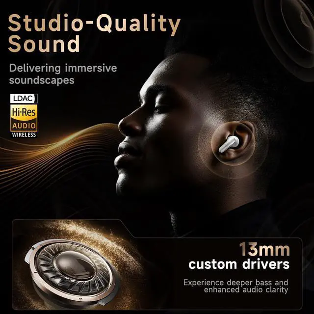 Alt view image 2 of 5 - App1e AIRP0Ds Pro Alternative Wireless Ear Buds, Studio-Quality, Deep Bass, Enhanced Audio Clarity, Bluetooth 5.4 Earbuds, ENC Noise Cancelling Call, Secure Fit Memory Foam Tips, IPX6 Waterproo