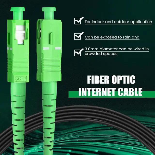 Alt view image 4 of 5 - Tellegloww 150ft/45m Sc/APC Fiber Optic Internet Cable Os2 Single Mode Outdoor Armored Sc/APC Fiber Optic Cable Sc to Sc Jumper Simplex Jumper Connector with 2 Couplers, Lszh Black
