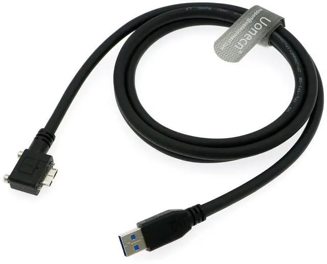Main image of Uonecn USB 3.0 USB-A Data Cable to Right Angle Micro B Connector with Double Screw Lock Shielded Cable for Industrial Camera.