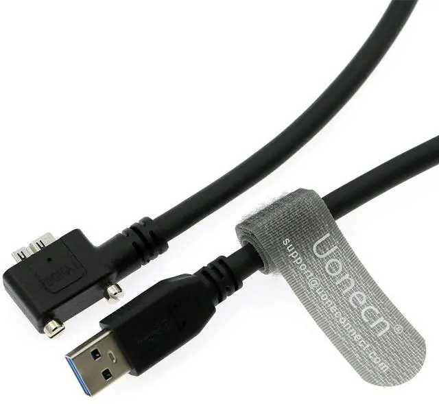 Alt view image 3 of 5 - Uonecn USB 3.0 USB-A Data Cable to Right Angle Micro B Connector with Double Screw Lock Shielded Cable for Industrial Camera.