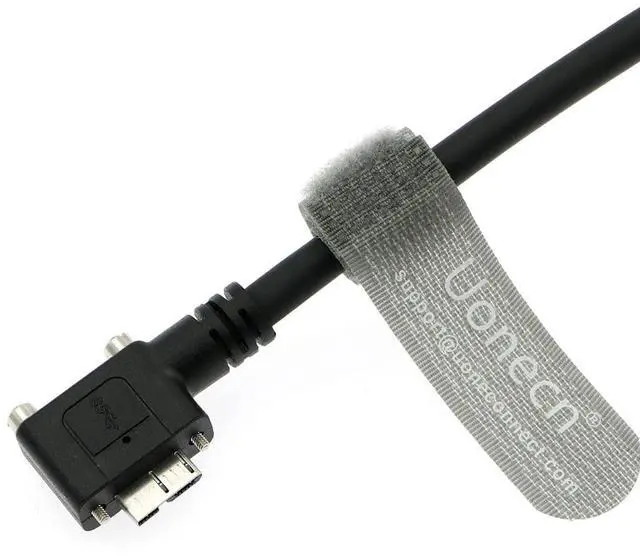 Alt view image 4 of 5 - Uonecn USB 3.0 USB-A Data Cable to Right Angle Micro B Connector with Double Screw Lock Shielded Cable for Industrial Camera.
