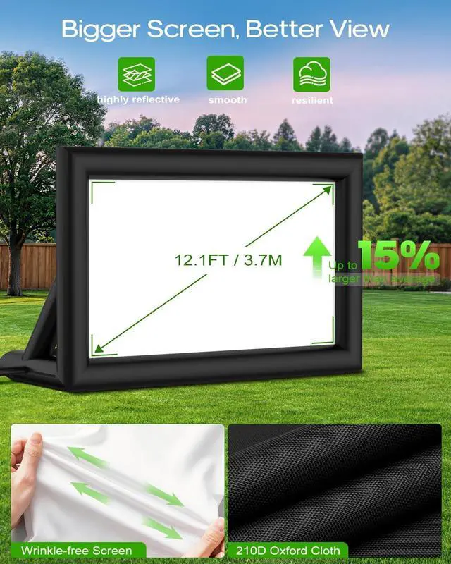 Alt view image 4 of 5 - OWFUVO 3-in-1 16FT Inflatable Projector Screen - Outdoor Movie Screen, Dart Board and Football Target with 180W Blower, Front/Rear Screen for Celebration & Outside Movie Night