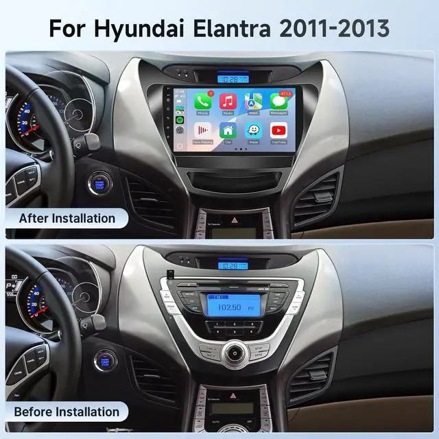 Alt view image 3 of 5 - Leadfan Linux Car Stereo for Hyundai Elantra (Non JBL Version) 2011 2012 2013 with Wireless Carplay Android Auto 9 Inch Touchscreen Fast Boot Radio Bluettoth FM SWC Backup Camera
